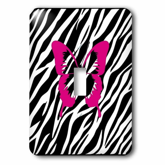 3dRose, Trendy Fushcia Butterfly On Zebra, single toggle switch