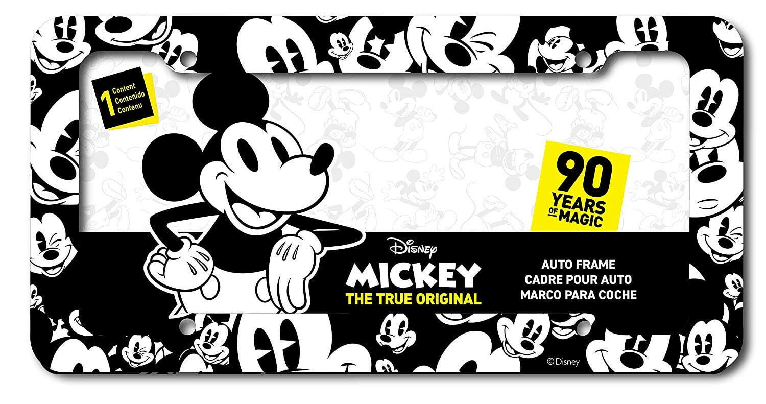 Black Motorcycle Scooter License Plate Frame Mickey Cute Ears 