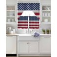 thumbnail image 3 of Wooden American Flag Swag Kitchen Curtains Sets for Windows 24 Inch Length, Independence Day Star Striped Flag Short Window Curtain Panels Swags Valances and Tiers 3 Piece Set for Cafe/Dining Room, 3 of 5