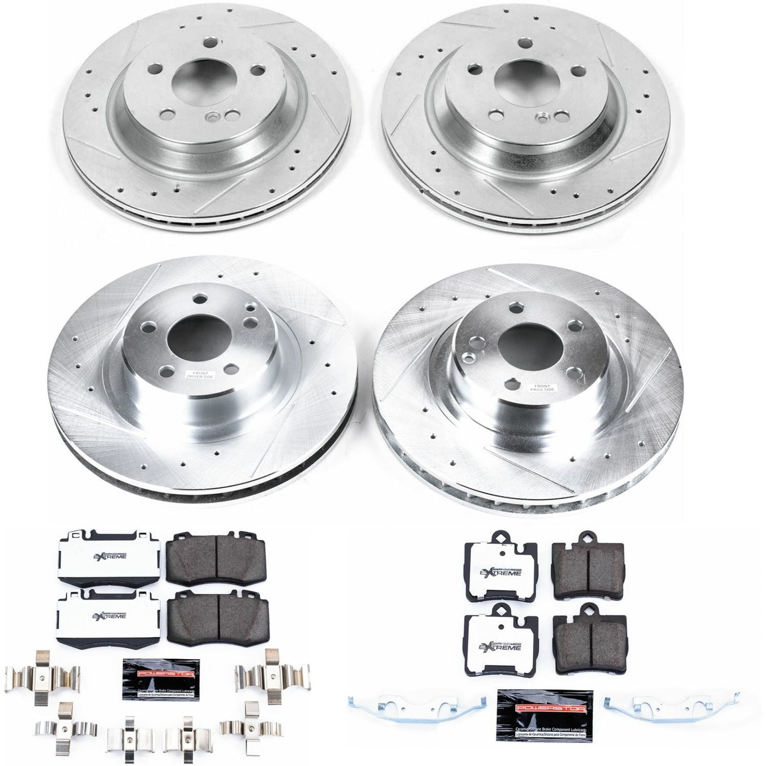 PowerStop Front and Rear Z26 Street Warrior Carbon-Fiber Ceramic Brake Pad and Drilled and Slotted Rotor Kit Fits: MERCEDES-BENZ Select Models K4455-26