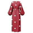 thumbnail image 5 of Lindreshi Casual Fall Dress The Fashion Women's Winter Plus Size Casual Round Neck Loose Long Sleeve Printed Dress, 5 of 8