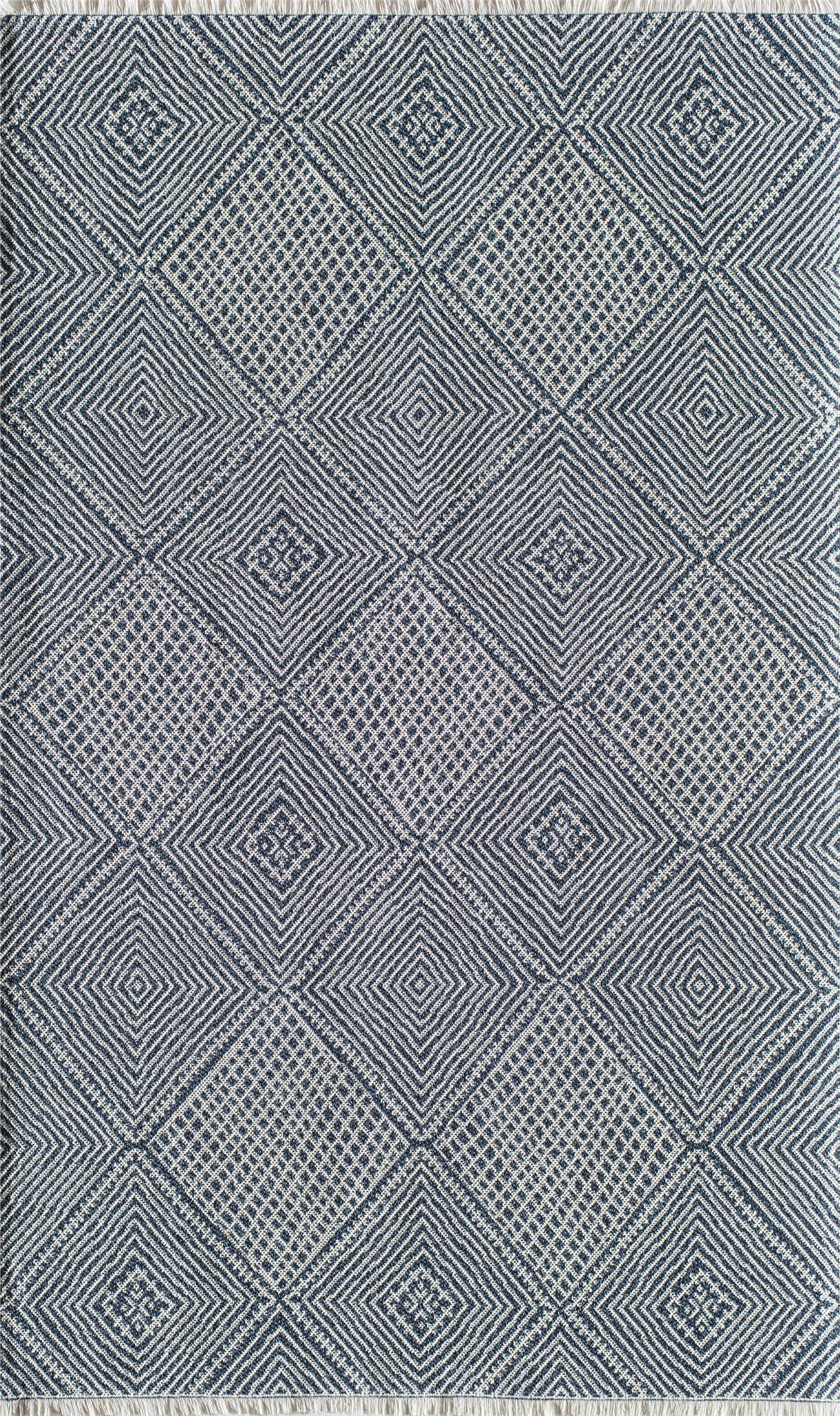 Queer Eye Gavin Diamond Pattern Eco-Friendly Area Rug, 2'6" x 4', Navy Blue/Ivory