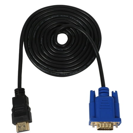 HDTV Gold Male To VGA HD-15 Male 15Pin Adapter Cable 6FT 1.8M 1080P,1 * HDMI to VGA cable,Black & blue