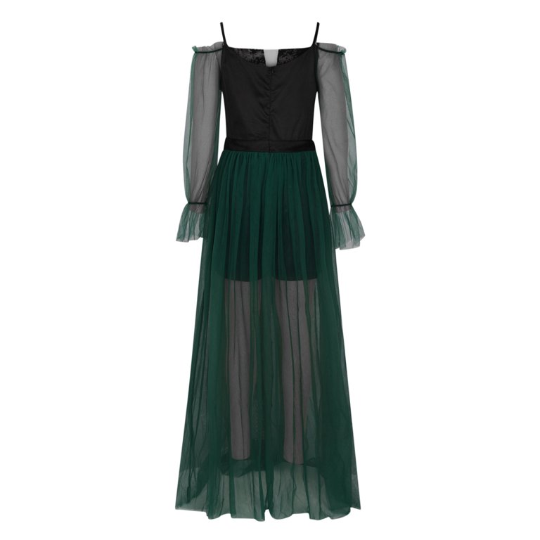  Sexy Gothic Clothes for Women Plus Size Lace Butterfly Sleeve  Dress Stretchy High Waist Medieval Dress Green : Sports & Outdoors