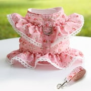 Dog Harness and Leash Set Small Floral Lace Pet Vest and Leash for Medium and Small Dogs Use