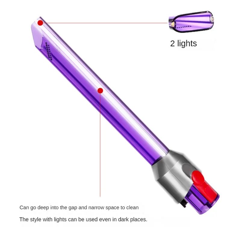 LED Light Pipe Crevice Tool Replacement Compatible with Dy*son ™ V10slim/SV18/V12slim Vacuum Cleaner Spare Parts Accessories, Suction Gap Head Replacement
