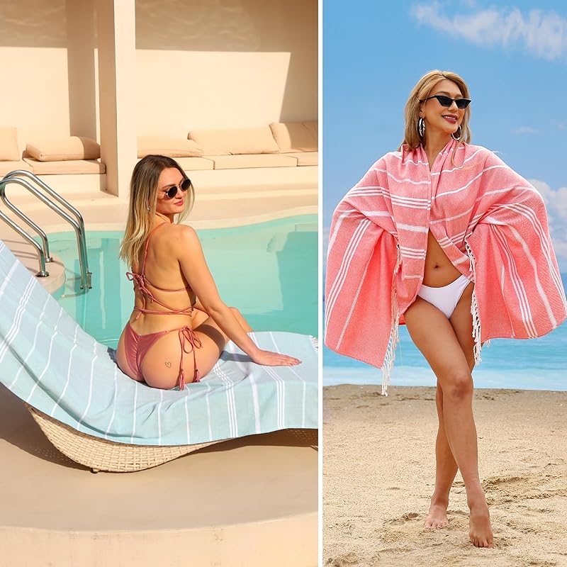 Beach Towel 2 Pack,Sand Free Beach Towels Oversized 39 x 72,Turkish Beach Towel Quick Dry Towel,Lightweight Pool Towels for Adults Travel Towel,Cool Beach Essentials Super Absorbent Towels