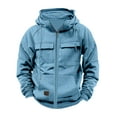 thumbnail image 1 of KIHOUT Zip up Hoodie Men Full Zip Long Sleeve Sweatshirt Tactical Hooded Drawstring Pullover with Multi Pocket Workout Jacket, 1 of 4