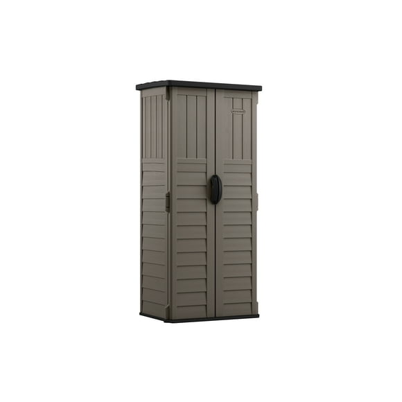 Suncast Remise de rangement verticale – Couleur pierre Résine à parois multiples - Capacité de 22 pi³, couverture de 10 pi²