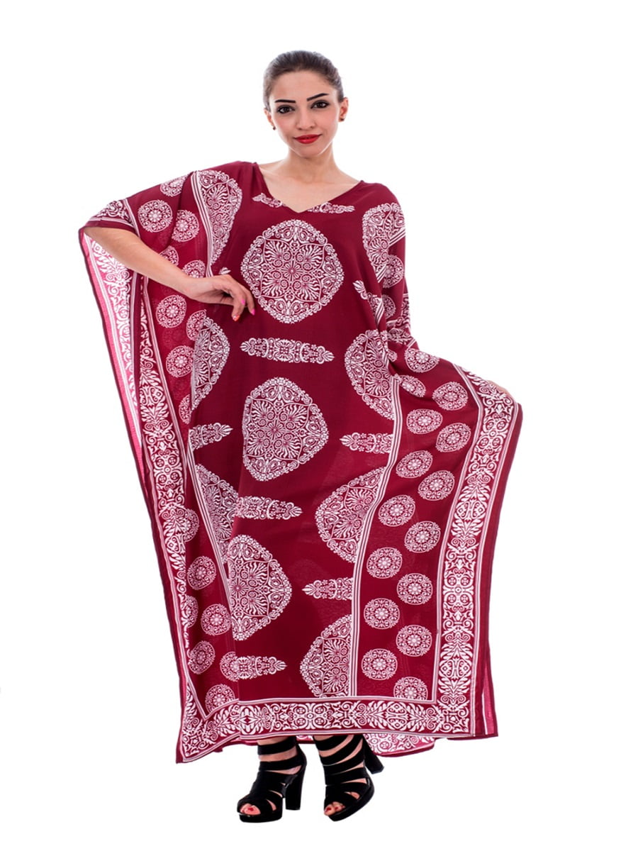 Oussum - Women Plus Size Kaftan Dress for Ladies Kimono Sleeve Caftan ...