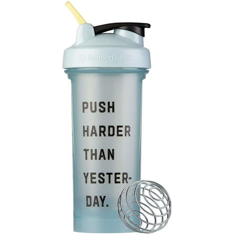 BlenderBottle Motivational Quote Classic V2 Shaker Bottle Perfect for  Protein Shakes and Pre Workout, 28-Ounce, Push Harder Than Yesterday