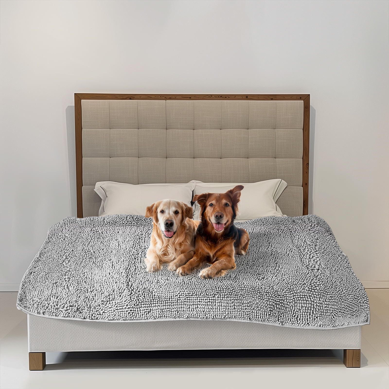 Muddy MatÂ® Dog Blanket - Chenille Water Absorption Blanket for Bed & Couch Cover for Dogs Washable, Anti-Slip Soft and Durable Furniture Protector for Dogs - Grey 52"x72"