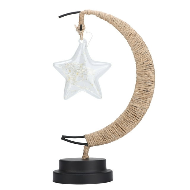 Copper Wire 20LED Pentagram Lanterns Handmade Hemp Rope Iron Night Light for Bedroom Blue
