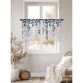 thumbnail image 5 of Navy Blue Ombre Botanical Semi Sheer Window Curtains 54 Inches Long, Watercolor Pastoral Leaf Rustic Rod Pocket Voile Silky Chiffon Curtain Light Filtering Drapes for Living Room, 52"x54", 2 Panels, 5 of 9