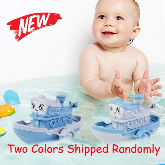 Qocolhg Up to 40% off! Boat Bath Toys for Toddler 1-3 3-6 Year Old, Bath Time Toy for Baby Infant Ages 0-6 6-12 12-18 Months, Wind up Toys for Bathtub Bathroom Pool Beach Swimming, Blue, Clearance