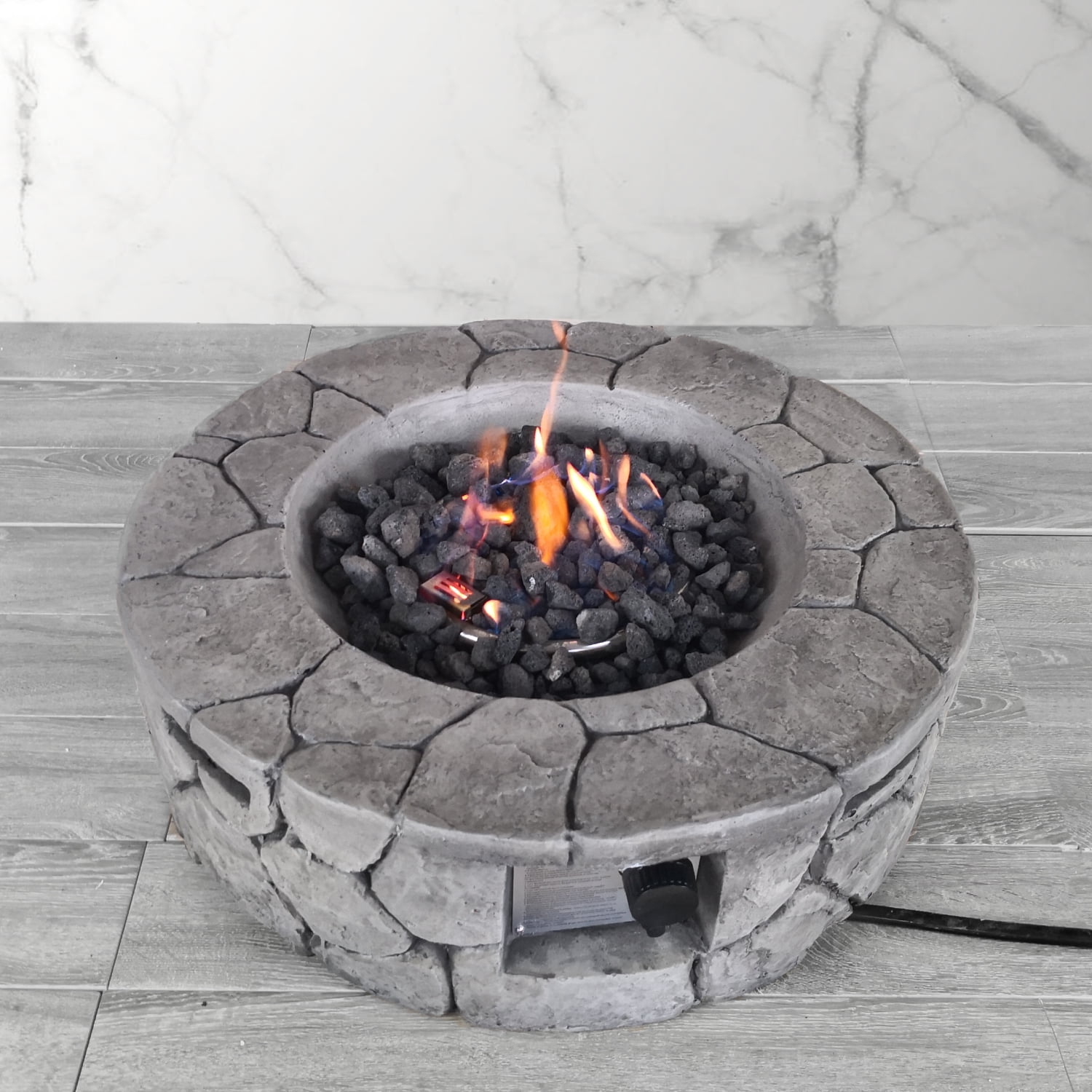 E-Western 9-Inch High x 28-Inch Wide Fiber Reinforced Concrete Outdoor Fire Pit for Garden Patio Maintenance and Camping