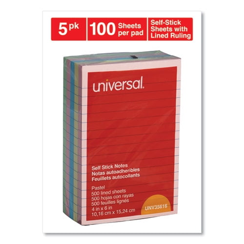 Self-Stick Note Pads, Note Ruled, 4 Self-Stick Note Pads, Note Ruled, 4