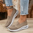 thumbnail image 2 of Women's Orthopedic Slip On Sneakers with Air Cushion Lightweight Non Slip Walking Shoes Breathable Stretchy Platform Loafers Brown Size 7, 2 of 4