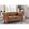 thumbnail image 2 of Uspridefurniture Faux Leather Rolled Arms Loveseat, Brown, 2 of 5