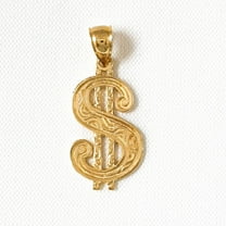 14K Yellow Gold Dollar Sign Pendant