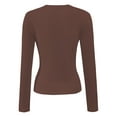 thumbnail image 4 of Women's Long Sleeve T-shirts Crew Neck Slim Fit Layered Crop Tops Soft Basic Tee, 4 of 5