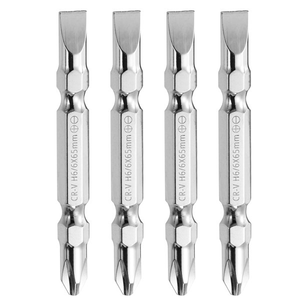 Uxcell 4Pcs PH2/SL6 6x65mm Punta de destornillador magnética de doble extremo Phillips ranurada