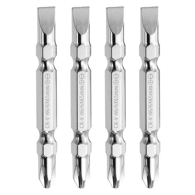 Uxcell 4Pcs PH2/SL6 6x65mm Punta de destornillador magnética de doble extremo Phillips ranurada