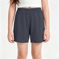 thumbnail image 4 of MGDXOX Girls Solid Color Loose Casual Shorts Elastic Waist Lightweight Breathable Shorts for Daily Outings School Playtime and Summer Wear Gray 18 Years, 4 of 9