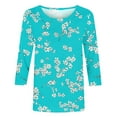 thumbnail image 5 of CYMMPU Business Work Blouses Dressy Tunic Tops Summer Fall Casual Shirts Floral Printed 3/4 Length Sleeve Crewneck Basic Tees 2025 Clothes for Women Multicolor XL, 5 of 5