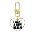 thumbnail image 1 of Quiero un nuevo sueño Llavero de metal en forma de corazón dorado, 1 of 3