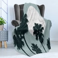 thumbnail image 4 of Tropical Island Soft Flannel Fleece Throw Blanket, Pencil Drawn Long High Palm Trees and the Sun, Cozy Plush for Indoor and Outdoor Use, 50" x 70", Slate Blue Dark Green, by Ambesonne, 4 of 5