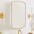 thumbnail image 6 of TEHOME Gold Surface and Recessed Mount Medicine Cabinet with Mirror Metal Framed Arch Bathroom Wall Cabinet with Mirror 18x27'', 6 of 10