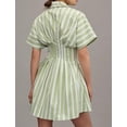 thumbnail image 3 of Vestido camisero JEIBKOUY para mujer, manga corta, de verano, a rayas, 3 of 5