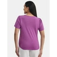thumbnail image 3 of Time and Tru Women's Cotton Mixed Fabric V Neck Tee, Sizes XS-XXXL, 3 of 5