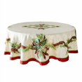 thumbnail image 1 of Benson Mills Christmas Ribbons Engineered Printed Fabric Table Cloth Winter Holiday And Christmas Tablecloth (70"" Round Xmas Ribbons), 1 of 1