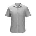 thumbnail image 4 of Mens Cotton Pinstripe Short Sleeve Button Down Shirts Old Money Style Business Casual Regular Fit Office Work Cardigan Shirt Summer Lightweight Breathable Tops with Pocket, 4 of 5