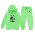 thumbnail image 3 of LRen Kids Sweatsuit Size 8 Cartoon Print Crewneck Long Sleeve Active Hoodie Pullover Sweatshirt Tracksuit Jogger Sweatpants Trendy Kids Fall Outfits Sweat Suit,Light Green,2-3 Years, 3 of 3