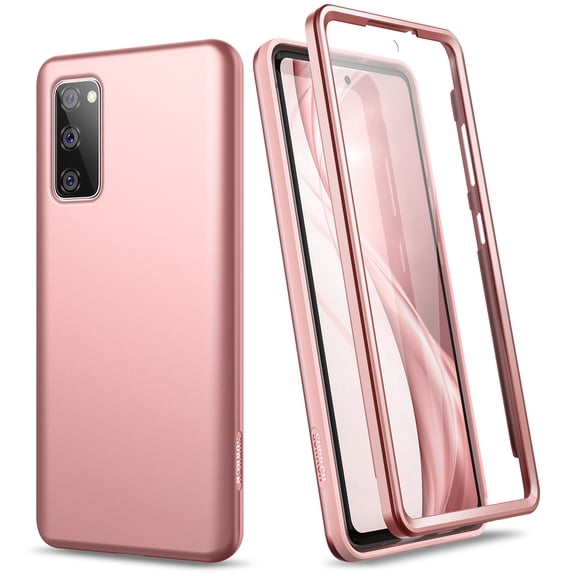 Suritch Cell Phone Case for Samsung Galaxy S20 FE with Built-in Screen Protector and Dual-Layer Protection, Rugged Full Body Shockproof Protective Cover, Pink