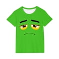 thumbnail image 2 of Blusas y camisas de manga corta con cuello redondo para niños y niñas, color liso, con estampado de expresión linda, manga corta, holgadas y cómodas, blusa para niña, 2 of 6