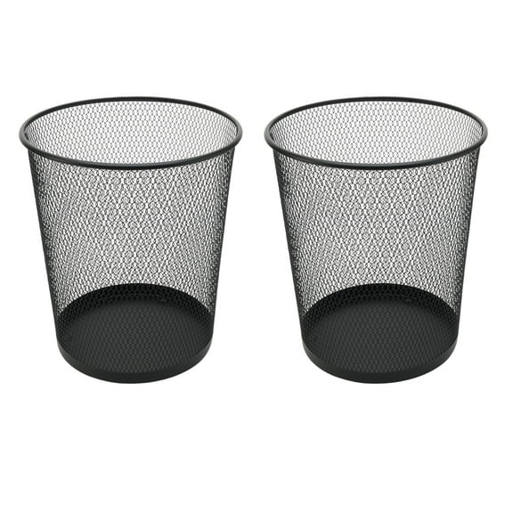Ybm Home Black Steel Mesh Round Open Top Waste Basket Wire Bin Trash Can for Office Kitchen Bathroom Home 4.75 Gallon 2 Pack