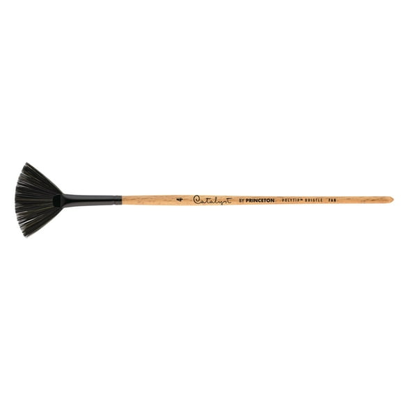 Princeton Brush Catalyst Polytip Short Handle Bristle Brush, Fan, 4