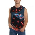 thumbnail image 2 of Lsque Cosmic Red Sparkle Dice Print Men's Cotton Blend Sleeveless Muscle Shirts (S-3XL)- Moisture Wicking, Odor Protection, UPF 30+,Medium, 2 of 8