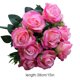 thumbnail image 5 of Ramo de flores de rosas artificiales boda nupcial tela de seda ramo de rosas falsas, rosa oscuro 11 cabezas Advancent HA6516-02B, 5 of 6