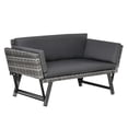 thumbnail image 1 of Convertible Wicker Loveseat Grey Patio Chaise Lounge, 1 of 7