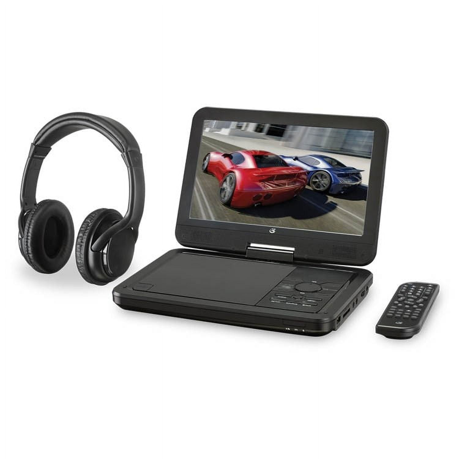 GPX 10.1" Bluetooth Portable DVD Player with Wireless Headphones, PDB1077B, Black
