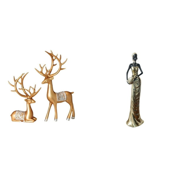 Estatua de escultura de ciervo,Estatua de ciervo,adorno de mesa,decoración del hogar,Colecciones de decoración de figuras de pareja de renos enamorados,Figura de escritorio,Artesanía de