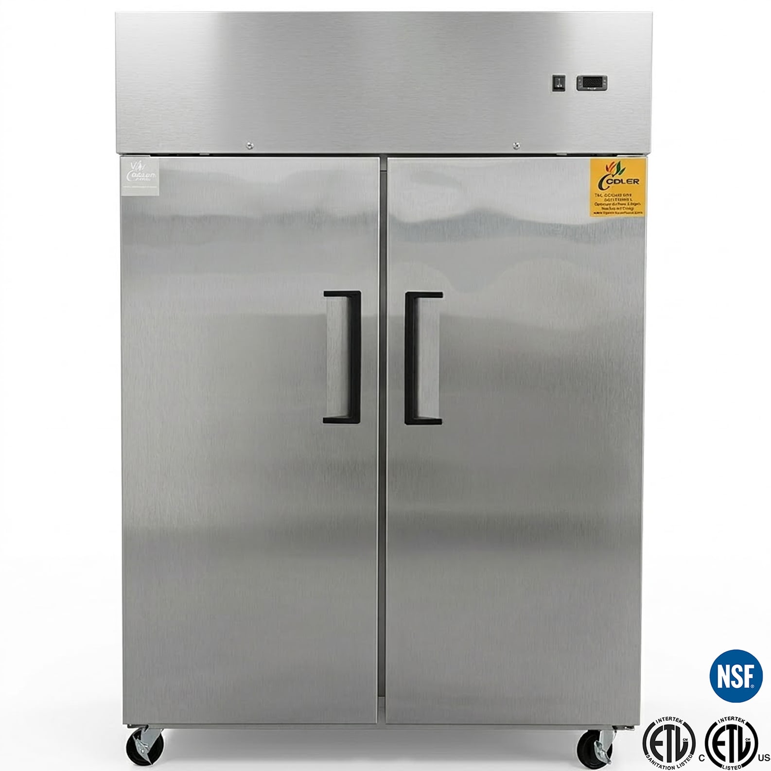NSF 54 Inch Commercial Reach In Refrigerator Two Door 42 cu.ft. Stainless Steel Top Mount R290, ETL