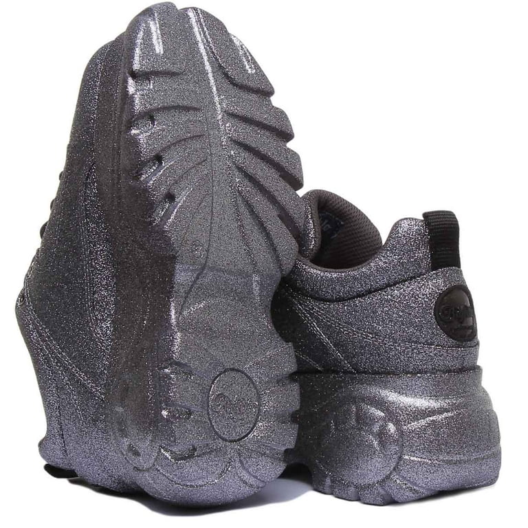 Buffalo 1339-14.2 Women's Pewter Chunky Sole Lace Up Glitter