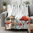 thumbnail image 2 of Red Mushrooms Blanket Soft Cozy Warm Throw Blanket for Couch, Plush Fuzzy Flannel Fleece Blankets for Sofa, Eucalyptus Leaves Summer Botanical Watercolor Bed Blankets Gifts for Men, 30"x40", 2 of 9