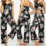 Pyjama en satin pour femme pour femme Silky Summer Lounge Wear Pyjama sans manches